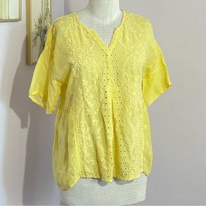 Johnny Was Eyelet Lace Blouse XS
